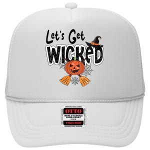 Lets Get Wicked Halloween Spooky High Crown Mesh Back Trucker Hat