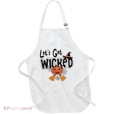 Lets Get Wicked Halloween Spooky Full-Length Apron With Pockets