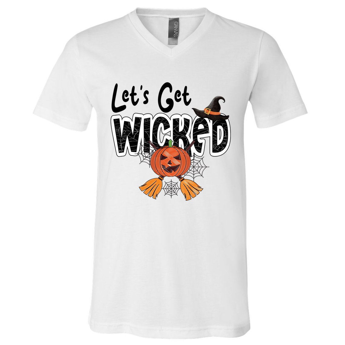 Lets Get Wicked Halloween Spooky V-Neck T-Shirt