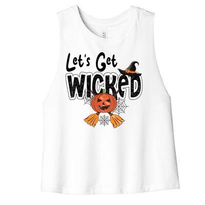 Lets Get Wicked Halloween Spooky Women's Racerback Cropped Tank