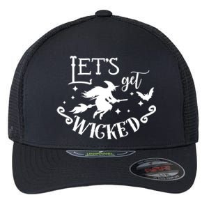 Lets Get Wicked Halloween Witch Funny Flexfit Unipanel Trucker Cap