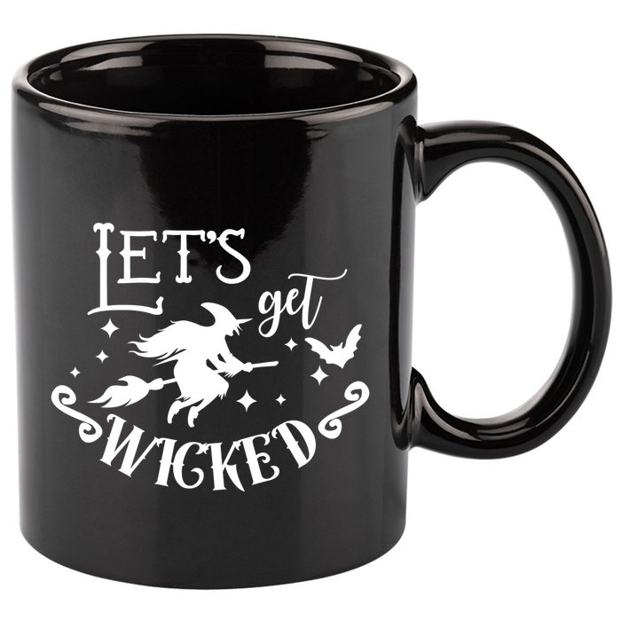 Lets Get Wicked Halloween Witch Funny 11oz C Handle Ceramic Mug