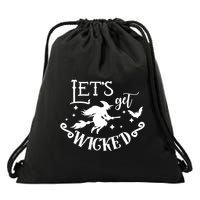 Lets Get Wicked Halloween Witch Funny Drawstring Bag
