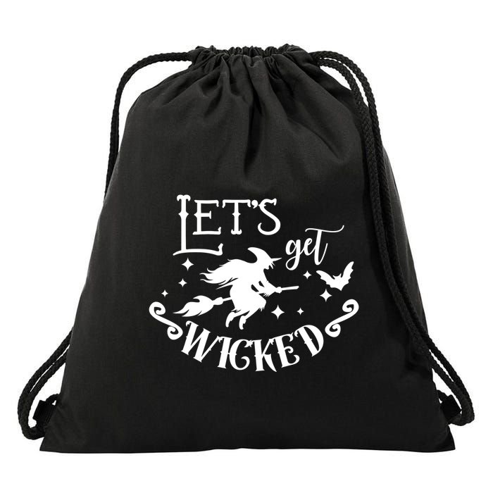 Lets Get Wicked Halloween Witch Funny Drawstring Bag