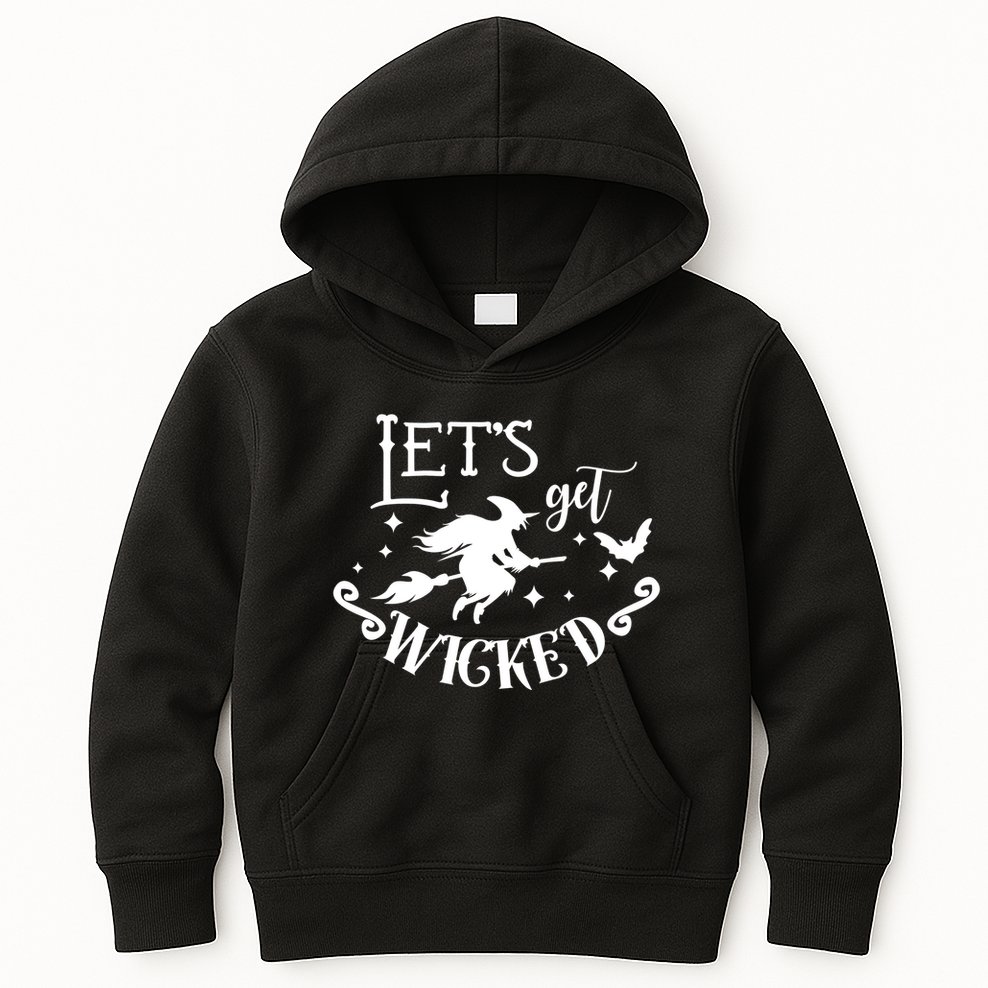 Lets Get Wicked Halloween Witch Funny Kids Hoodie