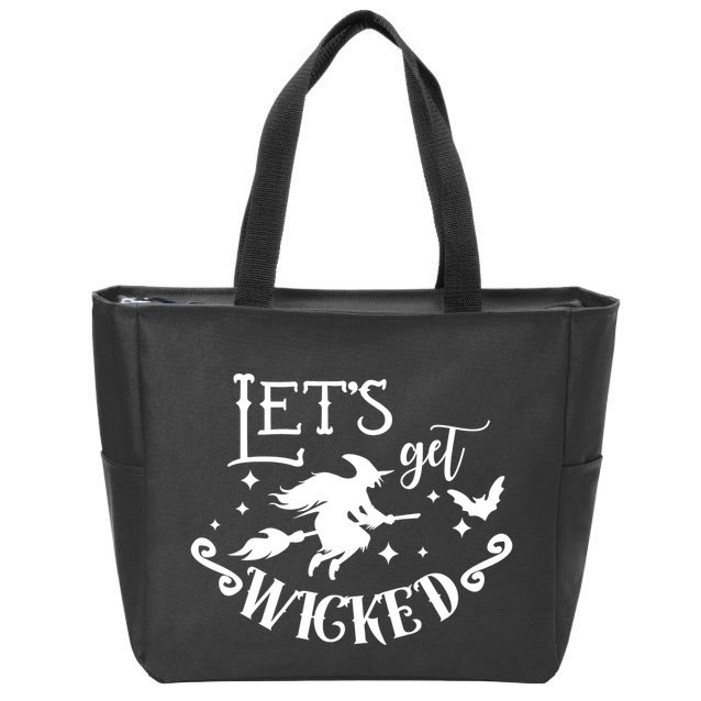 Lets Get Wicked Halloween Witch Funny Zip Tote Bag