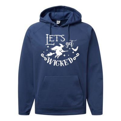 Lets Get Wicked Halloween Witch Funny Performance Fleece Hoodie