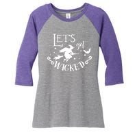 Lets Get Wicked Halloween Witch Funny Women's Tri-Blend 3/4-Sleeve Raglan Shirt