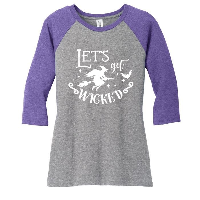 Lets Get Wicked Halloween Witch Funny Women's Tri-Blend 3/4-Sleeve Raglan Shirt