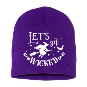 Lets Get Wicked Halloween Witch Funny Short Acrylic Beanie