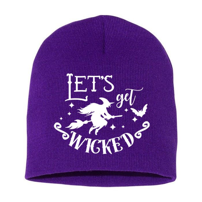 Lets Get Wicked Halloween Witch Funny Short Acrylic Beanie