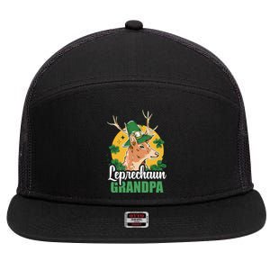 Leprechaun Grandpa With A Deer For St Patrick's Day Gift 7 Panel Mesh Trucker Snapback Hat