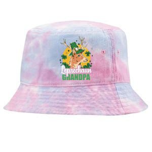 Leprechaun Grandpa With A Deer For St Patrick's Day Gift Tie-Dyed Bucket Hat