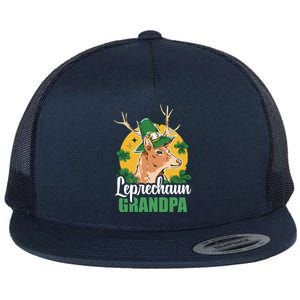 Leprechaun Grandpa With A Deer For St Patrick's Day Gift Flat Bill Trucker Hat