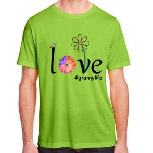 Love #Grannylife Watercolor Flower Bird Grandma Mother's Day Gift Adult ChromaSoft Performance T-Shirt