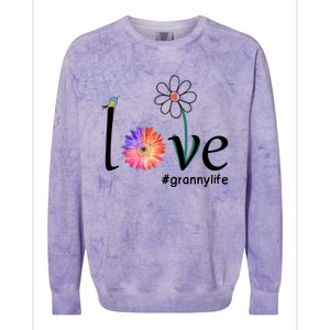 Love #Grannylife Watercolor Flower Bird Grandma Mother's Day Gift Colorblast Crewneck Sweatshirt