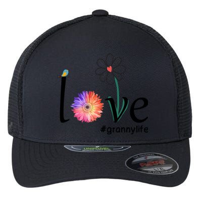 Love #Grannylife Watercolor Flower Bird Grandma Mother's Day Gift Flexfit Unipanel Trucker Cap