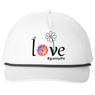 Love #Grannylife Watercolor Flower Bird Grandma Mother's Day Gift Snapback Five-Panel Rope Hat