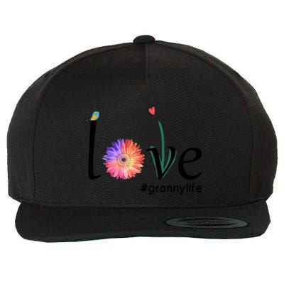 Love #Grannylife Watercolor Flower Bird Grandma Mother's Day Gift Wool Snapback Cap