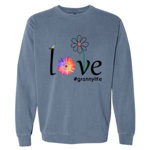 Love #Grannylife Watercolor Flower Bird Grandma Mother's Day Gift Garment-Dyed Sweatshirt