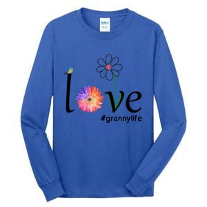 Love #Grannylife Watercolor Flower Bird Grandma Mother's Day Gift Tall Long Sleeve T-Shirt