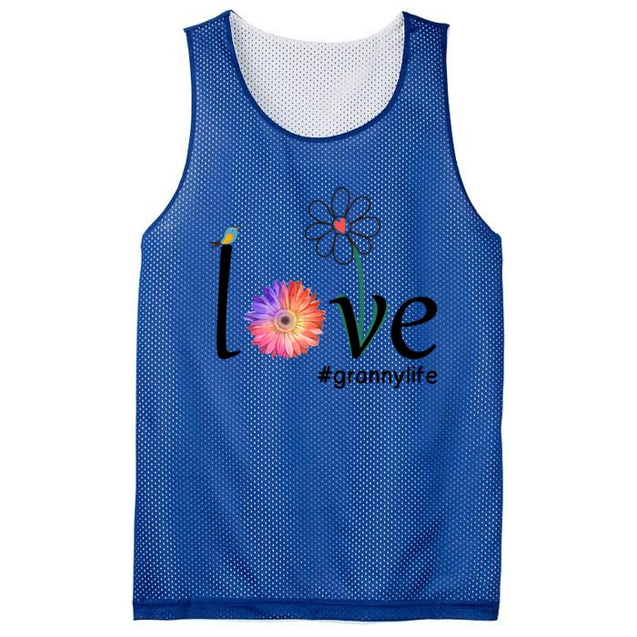 Love #Grannylife Watercolor Flower Bird Grandma Mother's Day Gift Mesh Reversible Basketball Jersey Tank