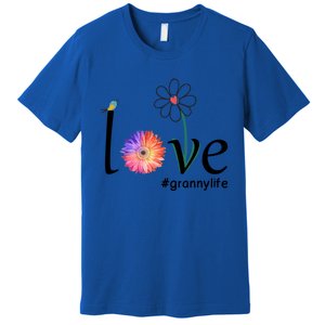 Love #Grannylife Watercolor Flower Bird Grandma Mother's Day Gift Premium T-Shirt