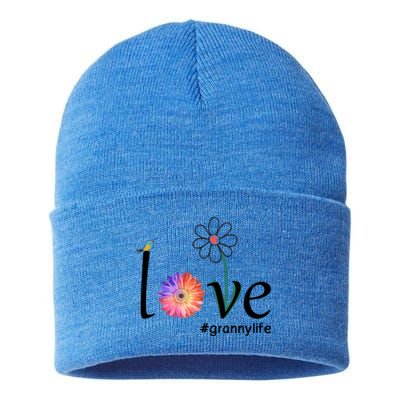 Love #Grannylife Watercolor Flower Bird Grandma Mother's Day Gift Sustainable Knit Beanie