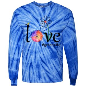 Love #Grannylife Watercolor Flower Bird Grandma Mother's Day Gift Tie-Dye Long Sleeve Shirt