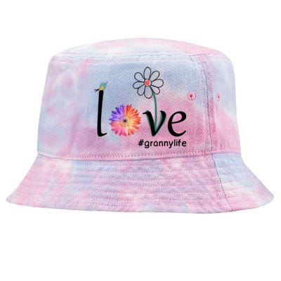 Love #Grannylife Watercolor Flower Bird Grandma Mother's Day Gift Tie-Dyed Bucket Hat