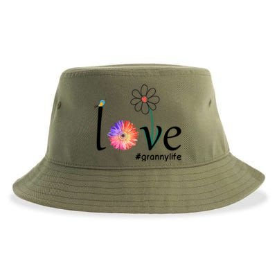 Love #Grannylife Watercolor Flower Bird Grandma Mother's Day Gift Sustainable Bucket Hat