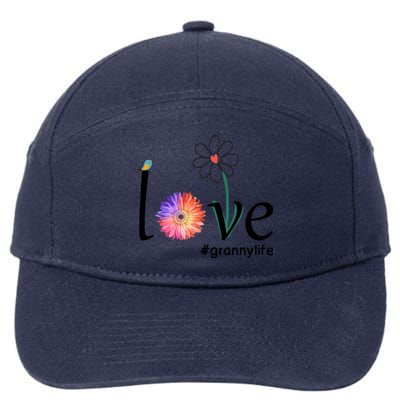 Love #Grannylife Watercolor Flower Bird Grandma Mother's Day Gift 7-Panel Snapback Hat