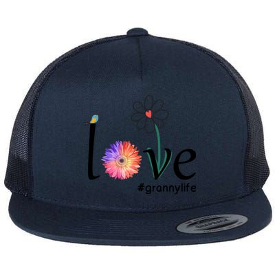 Love #Grannylife Watercolor Flower Bird Grandma Mother's Day Gift Flat Bill Trucker Hat