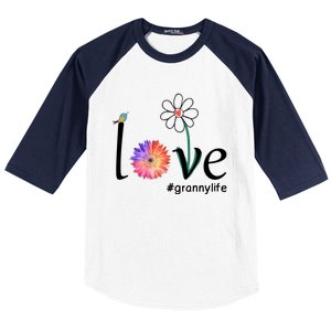 Love #Grannylife Watercolor Flower Bird Grandma Mother's Day Gift Baseball Sleeve Shirt