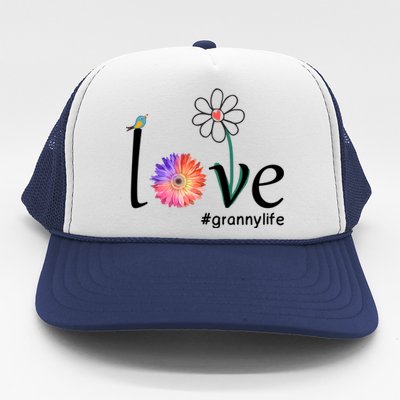 Love #Grannylife Watercolor Flower Bird Grandma Mother's Day Gift Trucker Hat