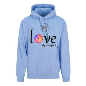 Love #Grannylife Watercolor Flower Bird Grandma Mother's Day Gift Unisex Surf Hoodie