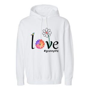 Love #Grannylife Watercolor Flower Bird Grandma Mother's Day Gift Garment-Dyed Fleece Hoodie