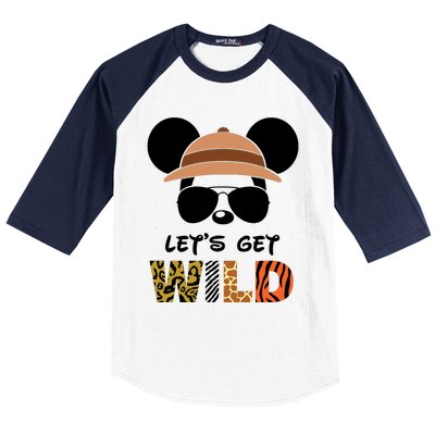 Lets Get Wild Safari Zoo Animal Kingdom Family Vacation Baseball Sleeve Shirt