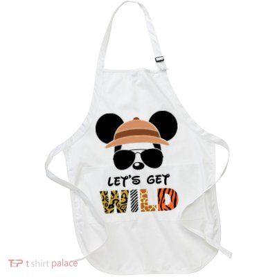 Lets Get Wild Safari Zoo Animal Kingdom Family Vacation Full-Length Apron With Pockets