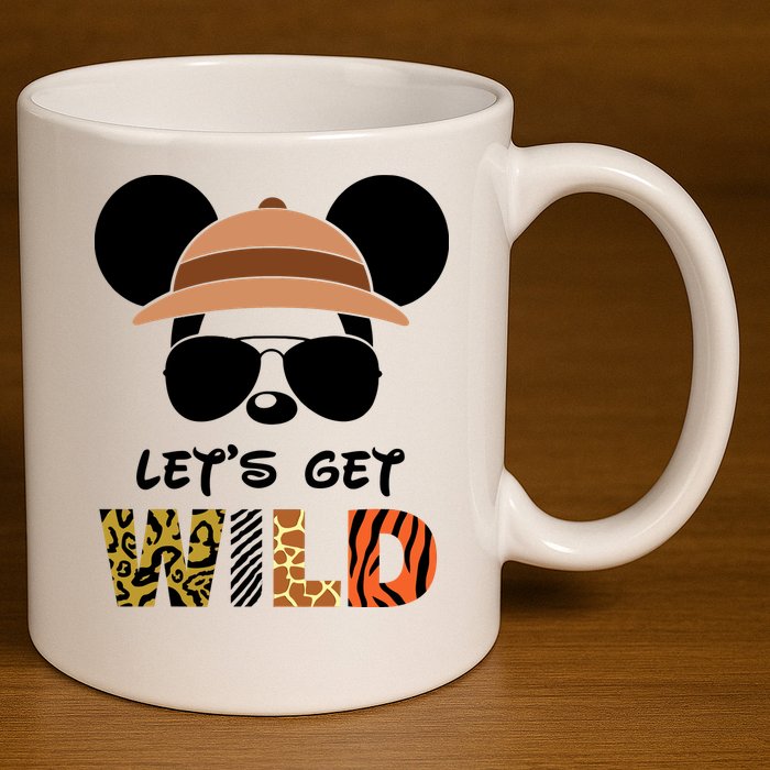 Lets Get Wild Safari Zoo Animal Kingdom Family Vacation 11oz C Handle Ceramic Mug