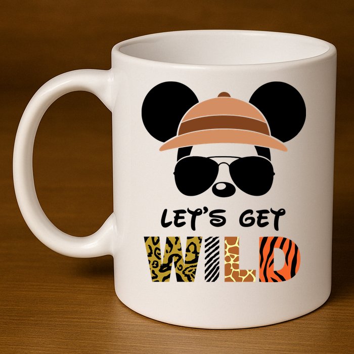 Lets Get Wild Safari Zoo Animal Kingdom Family Vacation 11oz C Handle Ceramic Mug