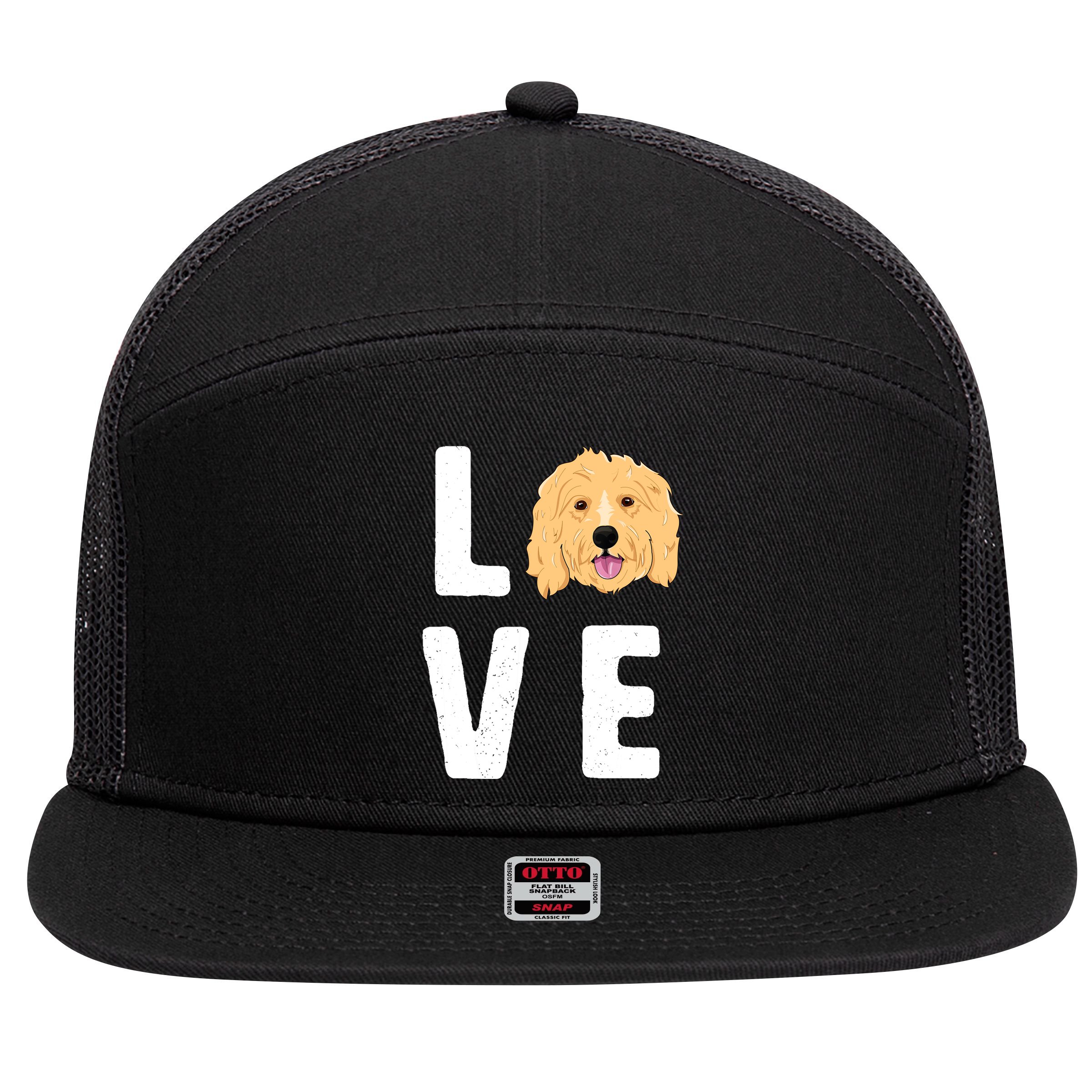 Love Goldendoodles Wo Dog Puppy Doodle 7 Panel Mesh Trucker Snapback Hat