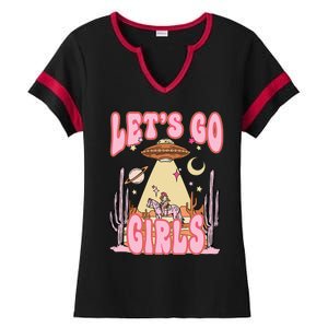 Lets Go Western Space Desert Cowgirl Bachelorette Ladies Halftime Notch Neck Tee