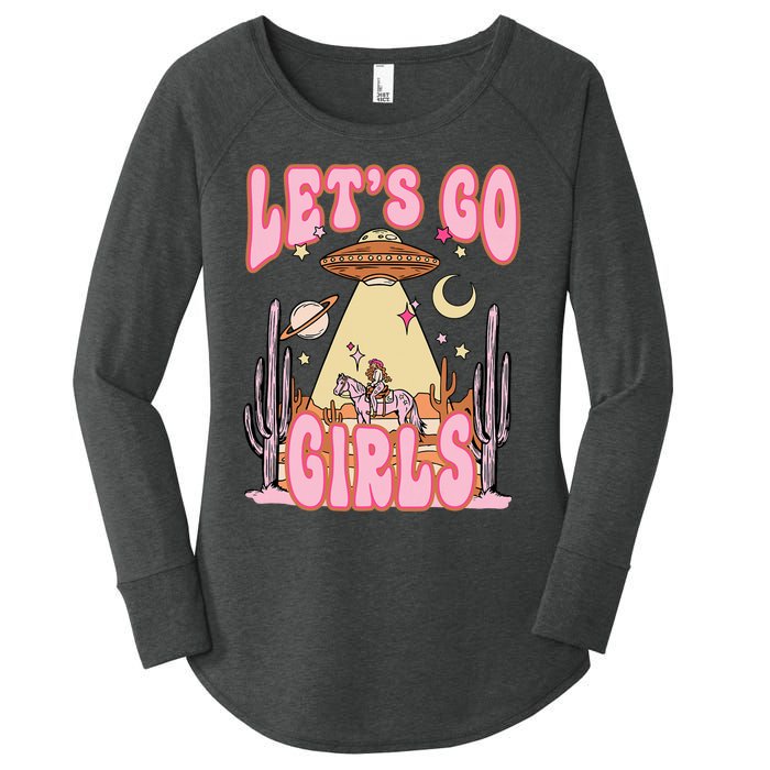 Lets Go Western Space Desert Cowgirl Bachelorette Women's Perfect Tri Tunic Long Sleeve Shirt