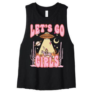 Lets Go Western Space Desert Cowgirl Bachelorette Women's Racerback Cropped Tank