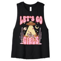 Lets Go Western Space Desert Cowgirl Bachelorette Women's Racerback Cropped Tank