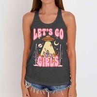 Lets Go Western Space Desert Cowgirl Bachelorette Women's Knotted Racerback Tank