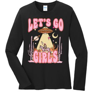 Lets Go Western Space Desert Cowgirl Bachelorette Ladies Long Sleeve Shirt