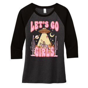 Lets Go Western Space Desert Cowgirl Bachelorette Women's Tri-Blend 3/4-Sleeve Raglan Shirt