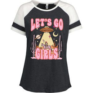 Lets Go Western Space Desert Cowgirl Bachelorette Enza Ladies Jersey Colorblock Tee